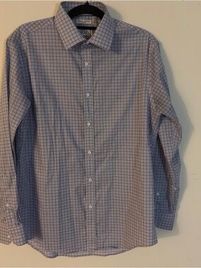 JoS A Banks Blue/Purple Geometric Print Dress Shirt